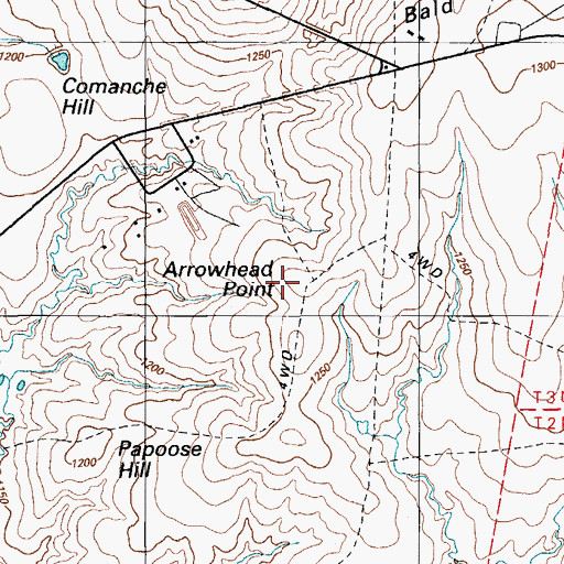 Topographic Map of Arrowhead Point, OK