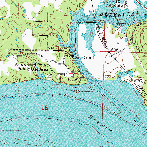 Topographic Map of Arrowhead Point Public Use Area, OK