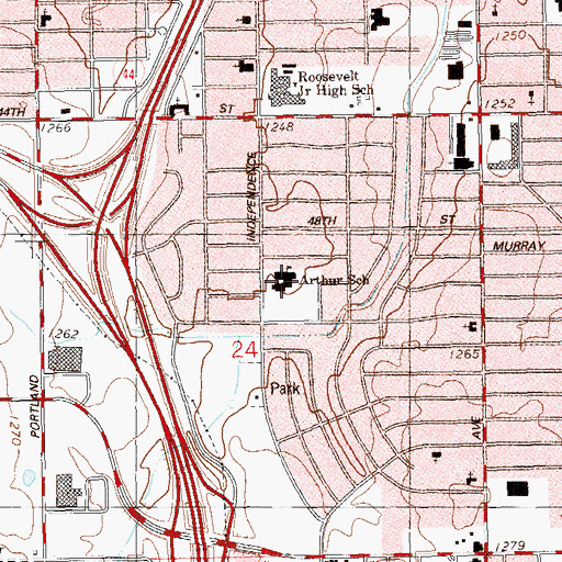 Topographic Map of Arthur Elementary School Avenue, OK