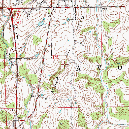 Topographic Map of Asher Oil Field, OK