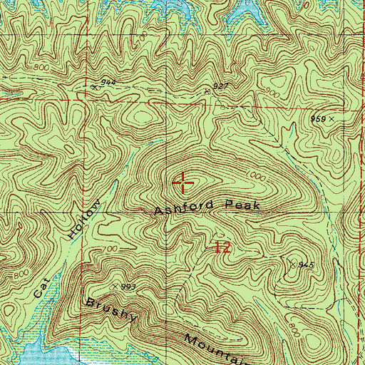 Topographic Map of Ashford Peak, OK