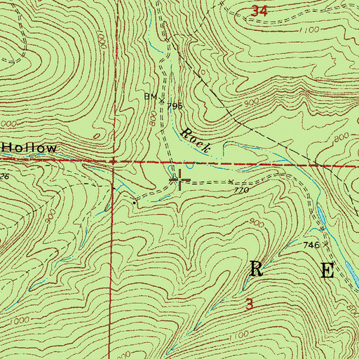 Topographic Map of Askew Hollow, OK