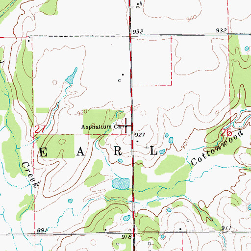 Topographic Map of Asphaltum Church, OK