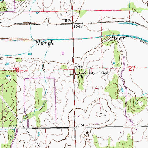 Topographic Map of Assembly of God Church, OK