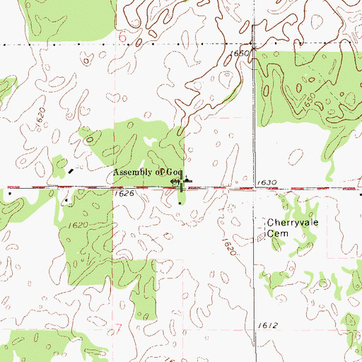 Topographic Map of Assembly of God Church, OK