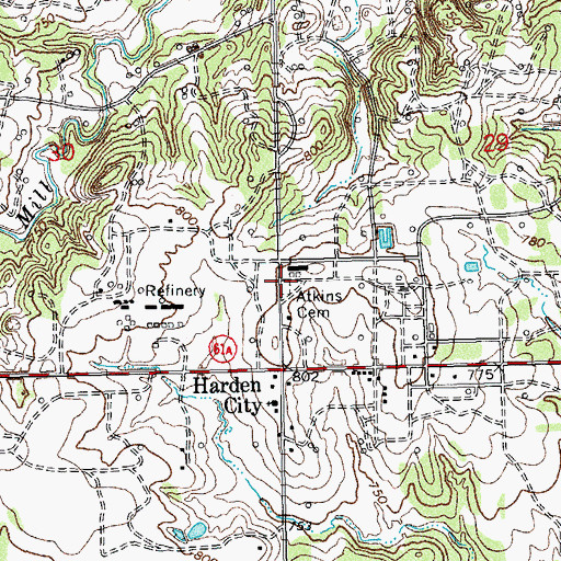 Topographic Map of Atkins Cemetery, OK