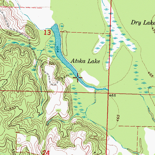Topographic Map of Atoka Lake, OK