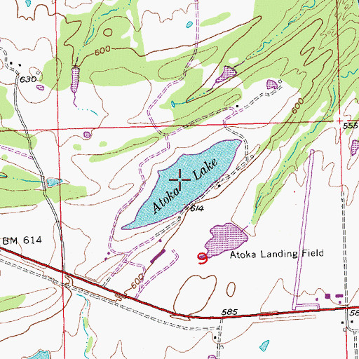 Topographic Map of Atoka Lake, OK
