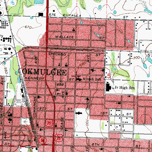 Topographic Map of Attuck School, OK