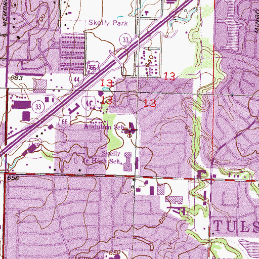 Topographic Map of Henry Zarrow International School, OK