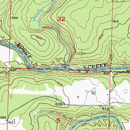 Topographic Map of August Creek, OK