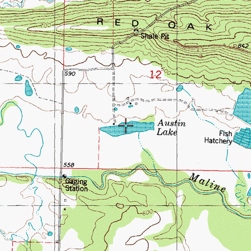 Topographic Map of Austin Lake, OK