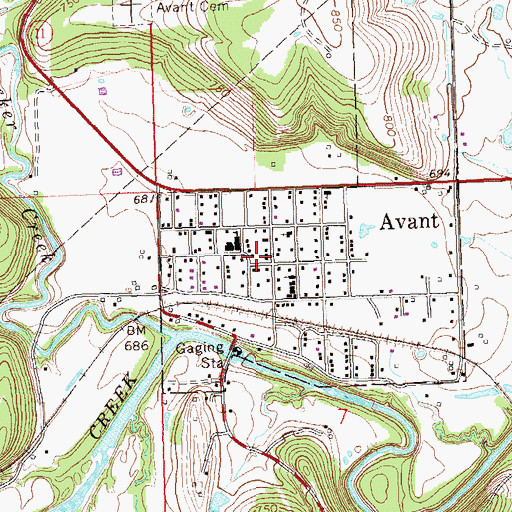 Topographic Map of Avant, OK