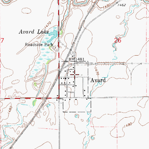 Topographic Map of Avard, OK