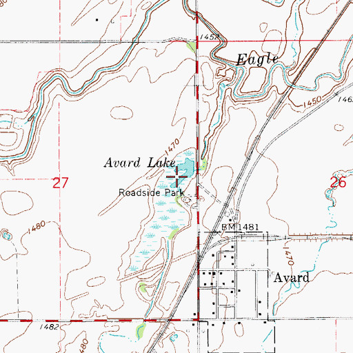 Topographic Map of Avard Lake, OK
