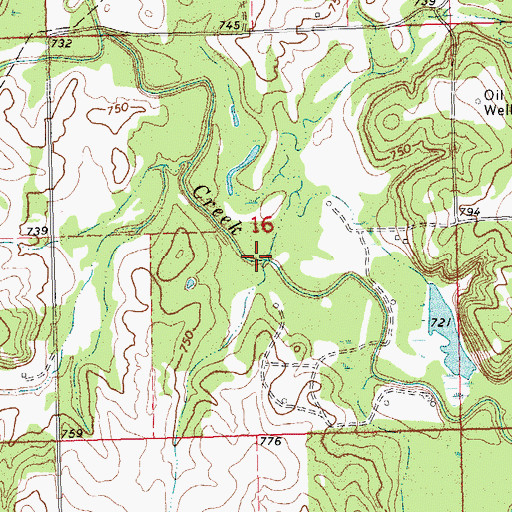 Topographic Map of Bachelor Creek, OK