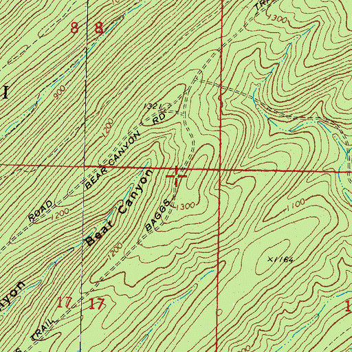 Topographic Map of Baggs Trail, OK