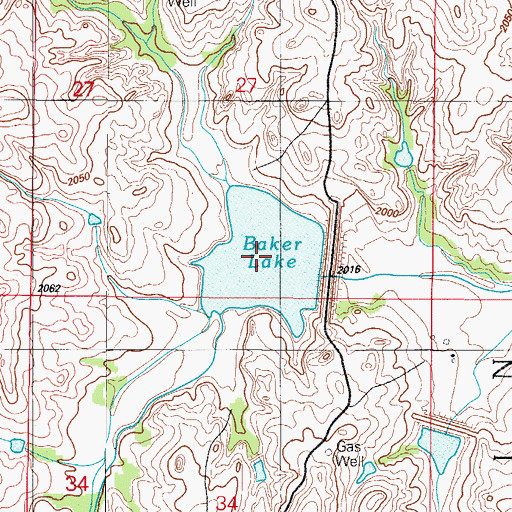 Topographic Map of Baker Lake, OK