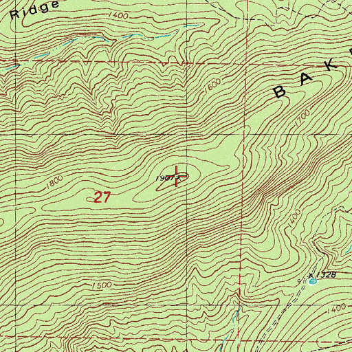 Topographic Map of Baker Mountain, OK