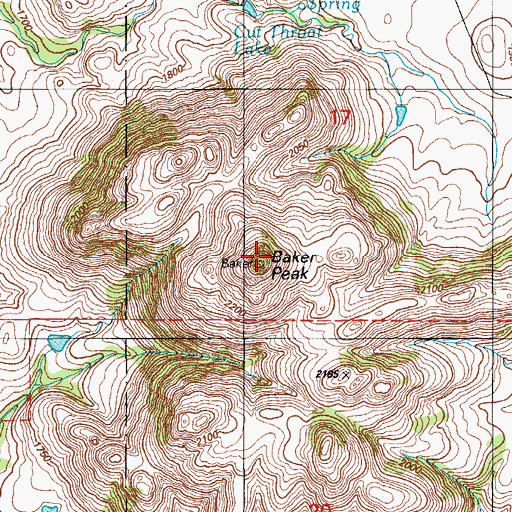 Topographic Map of Baker Peak, OK