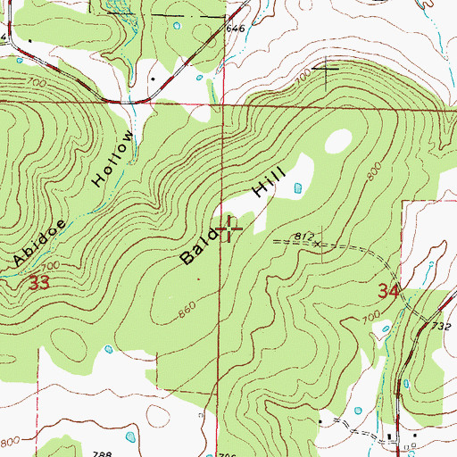Topographic Map of Bald Hill, OK