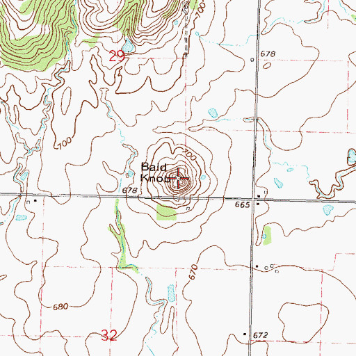 Topographic Map of Bald Knob, OK