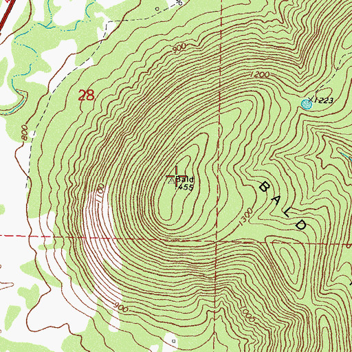 Topographic Map of Bald Mountain, OK