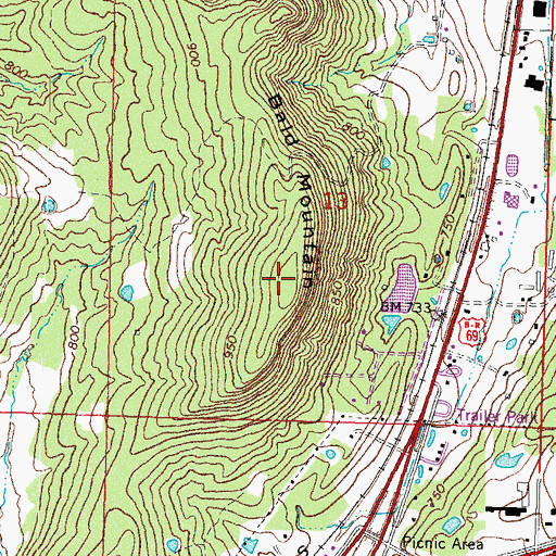 Topographic Map of Bald Mountain, OK