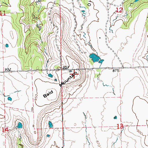 Topographic Map of Bald Mountain, OK