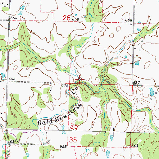 Topographic Map of Bald Mountain Creek, OK