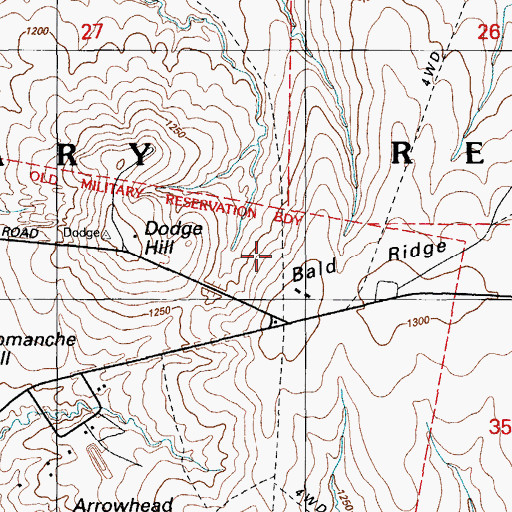 Topographic Map of Bald Ridge, OK