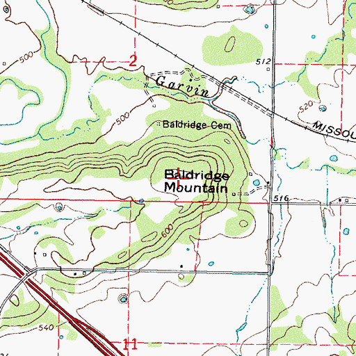 Topographic Map of Baldridge Mountain, OK