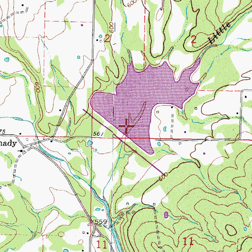 Topographic Map of Baldwin Branch, OK