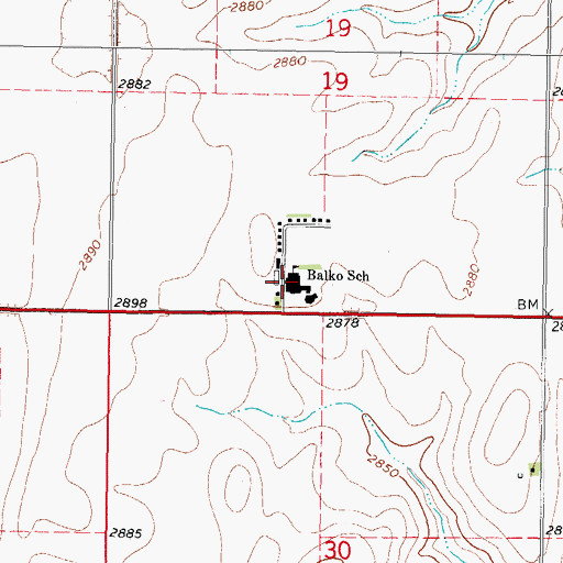 Topographic Map of Balko Elementary School, OK