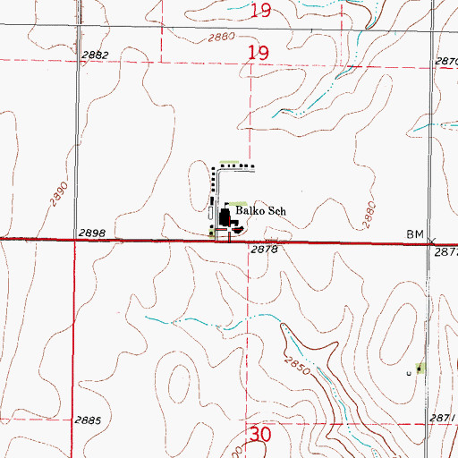 Topographic Map of Balko High School, OK