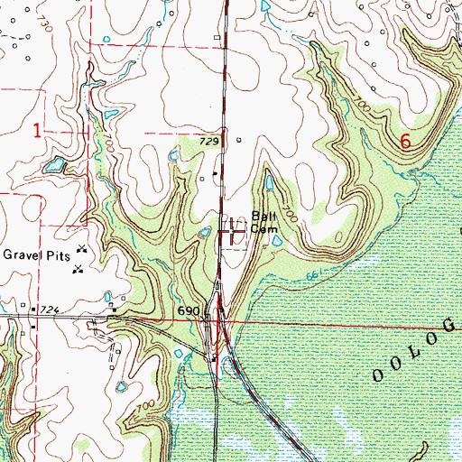 Topographic Map of Ball Cemetery, OK