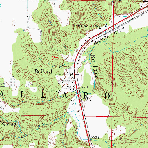 Topographic Map of Ballard, OK