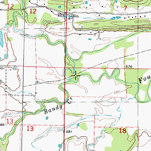 Topographic Map of Bandy Creek, OK