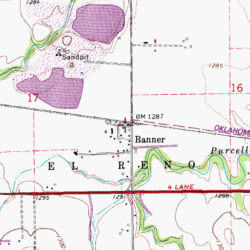 Topographic Map of Banner, OK