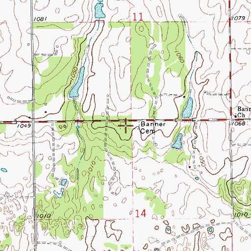 Topographic Map of Banner Cemetery, OK