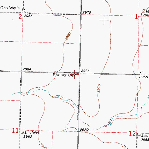 Topographic Map of Banner Cemetery, OK