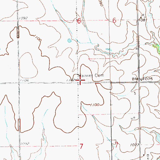 Topographic Map of Banner Cemetery, OK