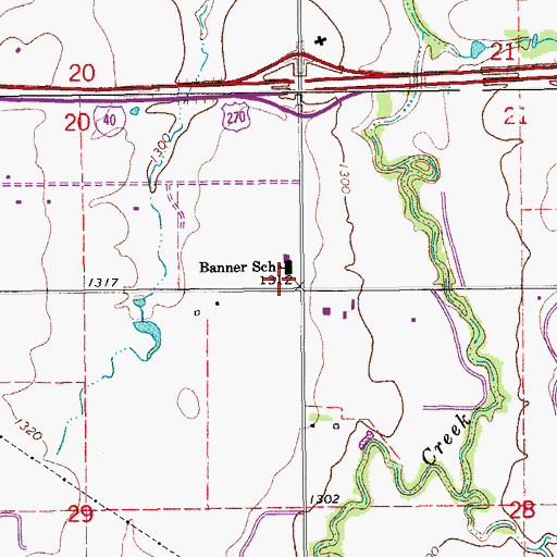 Topographic Map of Banner Elementary School, OK
