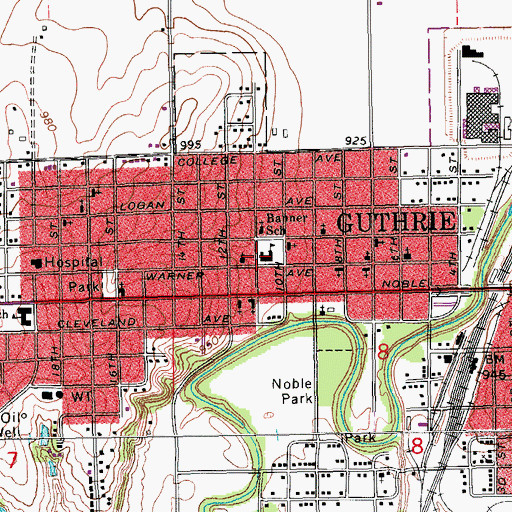 Topographic Map of Banner School, OK