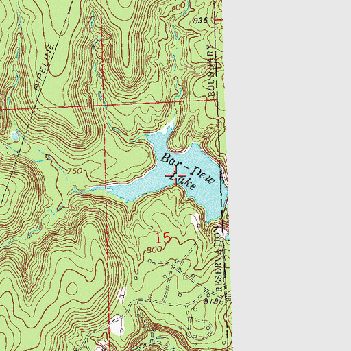 Topographic Map of Bar-Dew Lake, OK