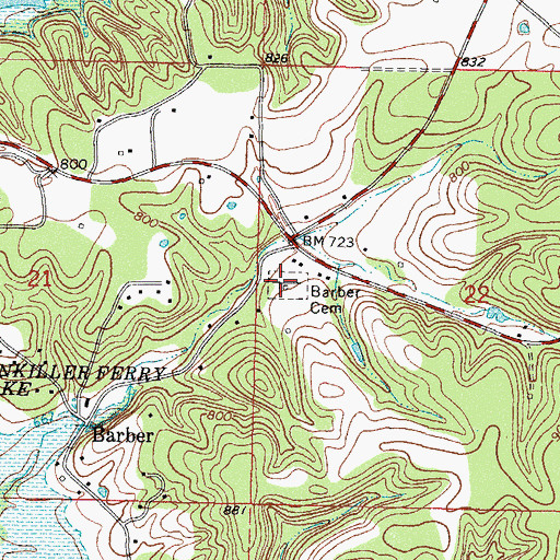 Topographic Map of Barber Cemetery, OK