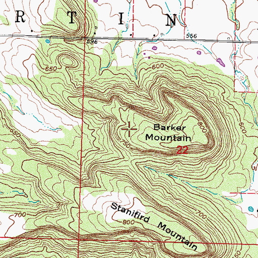 Topographic Map of Barker Mountain, OK