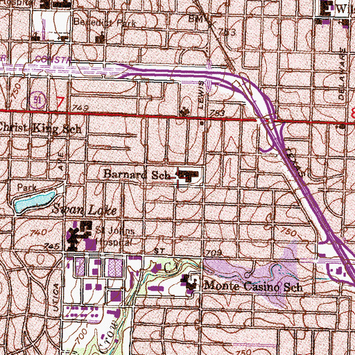 Topographic Map of Barnard School (historical), OK