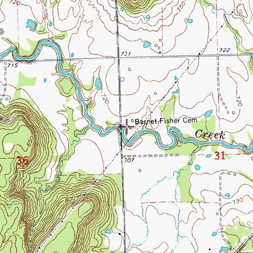 Topographic Map of Barnet-Fisher Cemetery, OK