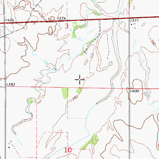 Topographic Map of Barney Creek, OK